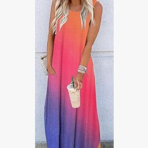 Vibrant Ombre Sleeveless Dress